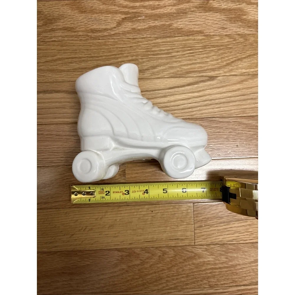 Ceramic Planter Flower Pot Vase Quad Roller Skate White Vintage 5.5